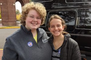 two female student voters