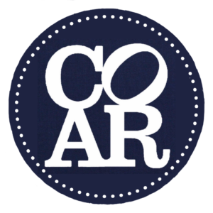 The COAR logo: a dark blue circle with a border of small white dots and the acronym COAR in all caps.