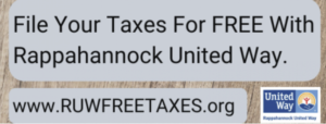 This says "File your taxes for free with Rappahanock United Way"