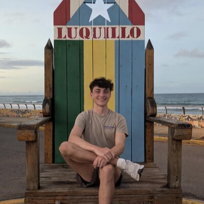 Everett in a giant chair