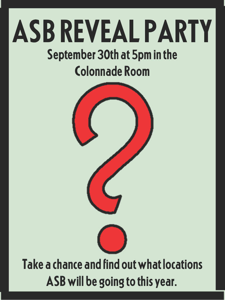 Poster advertising our reveal party