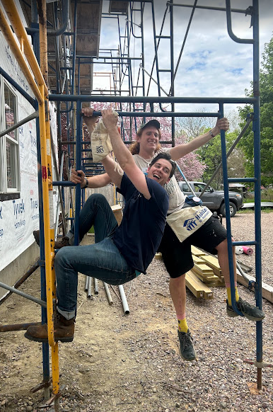 Leaders Max and Michael on the work site in Vermont
