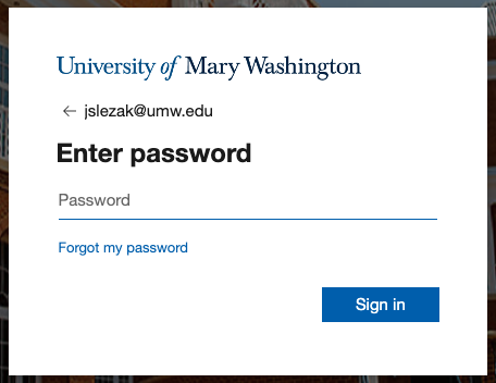 Microsoft Office 365 Login screen