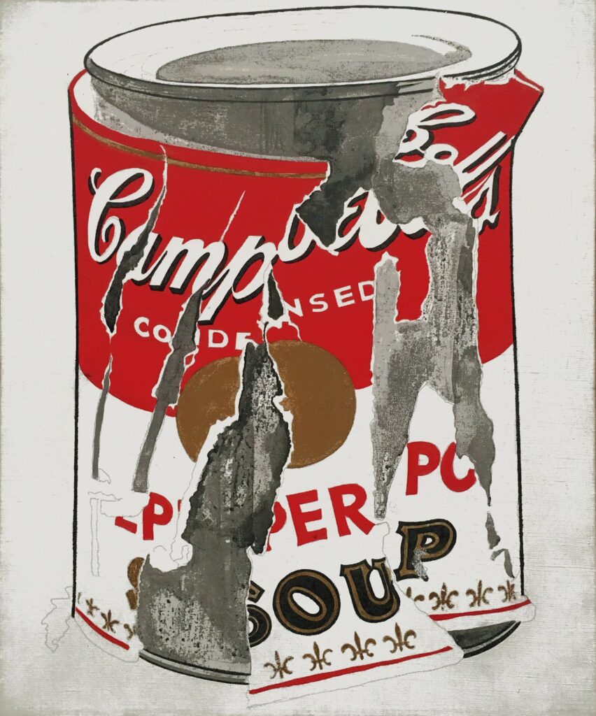 My digital painting after Warhol, Small Torn Campbell's Soup Can (Pepper Pot) 1962
