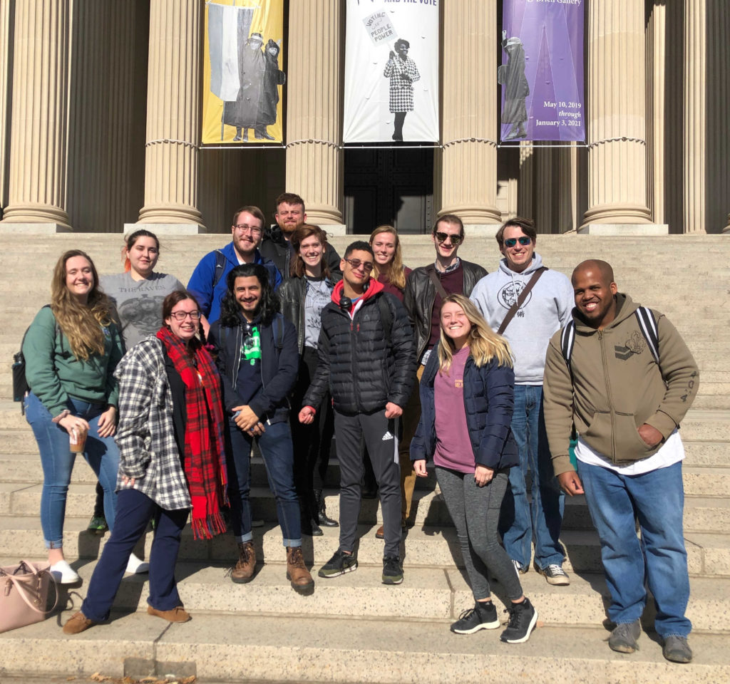 Group photo UMW History class tHIST 449 American Immigrant Experience class trip to National Archives group photo