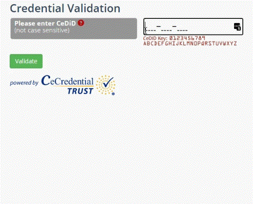 Visual animation of process to verify credentials