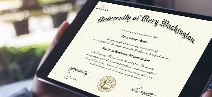 Sample UMW digital diploma